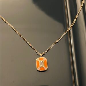 Elegant Gold Necklace with Orange Pendant‎